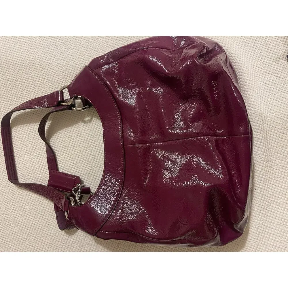 Coach Soho Large Y2K Hobo Shoulder Bag Crimson Plum Patent Leather NWOT
